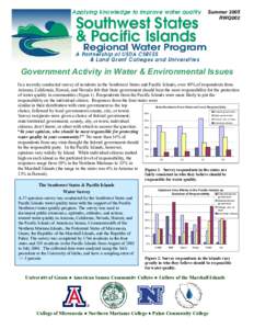 Summer 2005 RWQ002 Government Activity in Water & Environmental Issues In a recently conducted survey of residents in the Southwest States and Pacific Islands, over 40% of respondents from Arizona, California, Hawaii, an