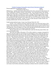 Southern Campaign American Revolution Pension Statements & Rosters Pension application of Joseph Denny S8323 fn9NC Transcribed by Will Graves[removed]Methodology: Spelling, punctuation and/or grammar have been corrected