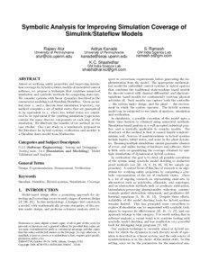 Symbolic Analysis for Improving Simulation Coverage of Simulink/Stateflow Models Rajeev Alur