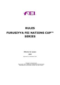 RULES FURUSIYYA FEI NATIONS CUP™ SERIES Effective for season 2015