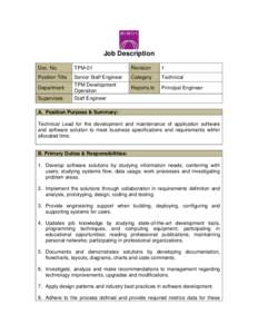 Job Description Doc. No. TPM-01  Revision
