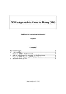 DFID’s Approach to Value for Money (VfM)