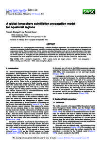 J. Space Weather Space Clim[removed]A04 DOI: [removed]swsc[removed] Ó Owned by the authors, Published by EDP Sciences 2011 A global ionosphere scintillation propagation model for equatorial regions