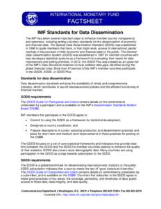 IMF Factsheets--IMF Standards for Data Dissemination; March 2015