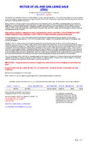 NOTICE OF OIL AND GAS LEASE SALE (OSU) BY SEALED BIDS TO BE OPENED AT 11:00 A.M. SALE DATE: [removed]THE BOARD OF REGENTS FOR OKLAHOMA AGRICULTURAL AND MECHANICAL COLLEGES of the State of Oklahoma acting