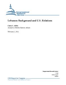 Lebanon: Background and US Relations