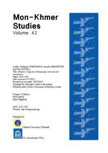 Asia / Languages of Cambodia / Languages of Thailand / Bahnaric languages / Paul Sidwell / Austro-Asiatic languages / Katuic languages / Sedang language / Bahnar language / Mon–Khmer languages / Languages of Vietnam / Languages of Laos