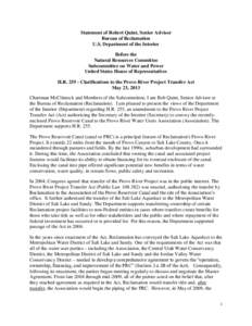 Statement ofBureau of Reclamation