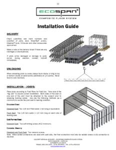 [1]  Installation Guide DELIVERY Check quantities and mark numbers and condition of joists, deck, Shearflex® screws,