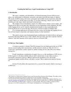 Microsoft Word - Tracking the Bad Guys - Legal Considerations in Using GPS _July 21, 2006_ _corrected Copy_.doc