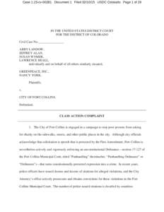 Case 1:15-cvDocument 1 FiledUSDC Colorado Page 1 of 29  IN THE UNITED STATES DISTRICT COURT FOR THE DISTRICT OF COLORADO Civil Case No.________________ ABBY LANDOW,