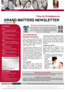 Time for Grandparents  GRAND MATTERS NEWSLETTER December[removed]IN THIS ISSUE
