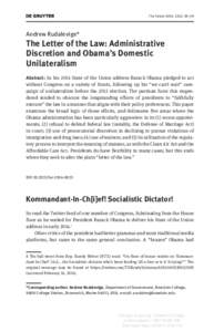 The Forum 2014; 12(1): 29–59  Andrew Rudalevige* The Letter of the Law: Administrative Discretion and Obama’s Domestic