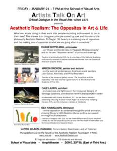 Arts / Visual arts / Terrain Gallery / Eli Siegel / Realism / Philip Pearlstein / Milwaukee Art Museum / Pablo Picasso / Kimmelman / Aesthetics / Aesthetic Realism / Modern art