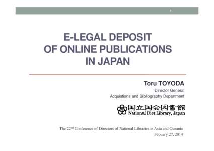 E-legal Deposit of Online Publications in Japan