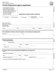 State of Illinois Illinois Department of Labor Private Employment Agency Application  Corporation