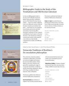 By Robert A. Taylor  Bibliographic Guide to the Study of the Troubadours and Old Occitan Literature In this new Bibliographic Guide to Occitan and Troubadour literature,
