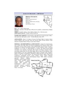 LEGISLATIVE BIOGRAPHY — 2009 SESSION  BERNICE MATHEWS Democrat Washoe County Senatorial District No. 1