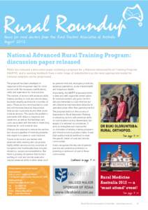 Rural  Roundup News for rural doctors from the Rural Doctors Association of Australia August 2012 National Advanced Rural Training Program: discussion paper released