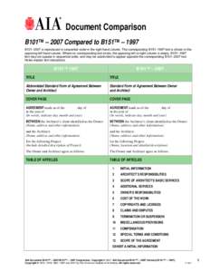 Document Comparison B101™ – 2007 Compared to B151™ – 1997 B101–2007 is reproduced in sequential order in the right hand column. The corresponding B151–1997 text is shown in the opposing left hand column. Wher