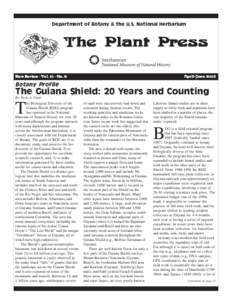 Department of Botany & the U.S. National Herbarium  The Plant Press New Series - Vol[removed]No. 2  April-June 2007