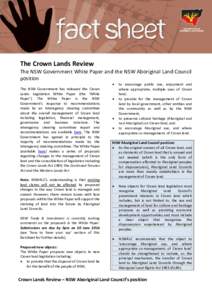 1  The Crown Lands Review The NSW Government White Paper and the NSW Aboriginal Land Council position 