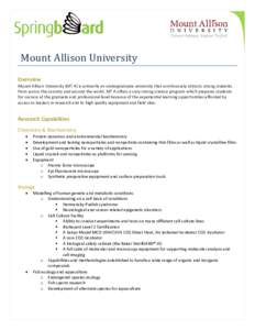 Mount Allison University  Overview Mount Allison University (MT A) is primarily an undergraduate university that continuously attracts strong students from across the country and around the world. MT A offers a very stro