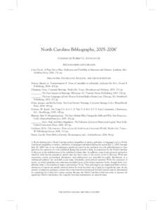 1  North Carolina Bibliography, [removed]COMPILED BY ROBERT G. ANTHONY JR. BIBLIOGRAPHIES AND LIBRARIES