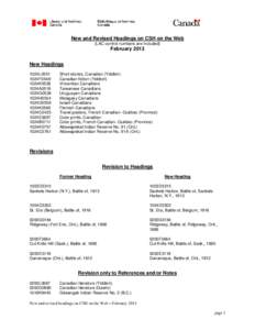 New and Revised Headings on CSH on the Web (LAC control numbers are included) February 2013 New Headings 1024L0551