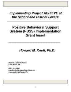 Project ACHIEVE Safe Schools Grant Prototype
