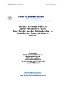 Health Research Sciences, Inc.  Executive Summary NATIONAL INSTITUTES OF HEALTH CENTER FOR SCIENTIFIC REVIEW