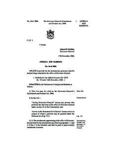 The Governor-General’s Emoluments and Pension Act, 2006. No. 16 of[removed]