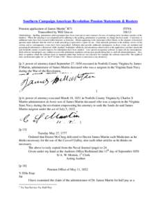 Southern Campaign American Revolution Pension Statements & Rosters Pension application of James Martin 1 R71 Transcribed by Will Graves f55VA[removed]