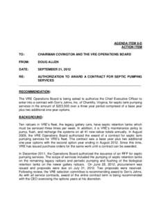 AGENDA ITEM 8-D ACTION ITEM TO: CHAIRMAN COVINGTON AND THE VRE OPERATIONS BOARD