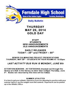 THURSDAY MAY 29, 2014 GOLD DAY