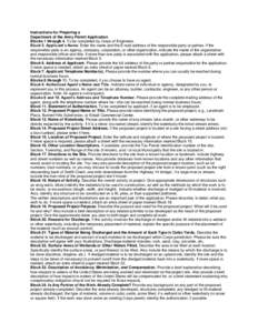 Instructions for Preparing a Department of the Army Permit Application Blocks 1 through 4. To be completed by Corps of Engineers. Block 5. Applicant’s Name. Enter the name and the E-mail address of the responsible part