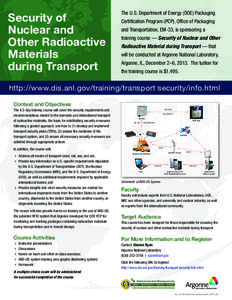 Security of Nuclear and Other Radioactive Materials during Transport
