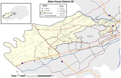 State House District 89 Cities Roads Interstate