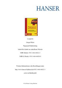Leseprobe Gregor Meier Pagespeed Optimierung Schritt für Schritt zur schnelleren Website ISBN (Buch):  ISBN (E-Book): 