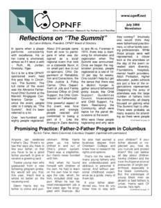 www.opnff.net July 2008 Newsletter Reflections on “The Summit” By Calvin Williams, President, OPNFF Board of Directors