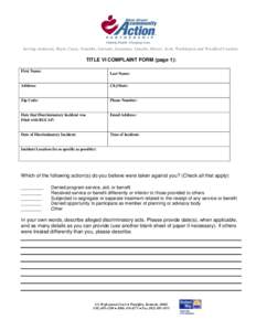 Serving Anderson, Boyle, Casey, Franklin, Garrard, Jessamine, Lincoln, Mercer, Scott, Washington and Woodford Counties.  TITLE VI COMPLAINT FORM (page 1): First Name:  Last Name: