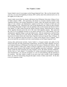 Court systems / Virginia Linder / Year of birth missing / Appellate court / Oregon Supreme Court / Oregon Court of Appeals / Appeal / Oregon Department of Justice / New York Supreme Court /  Appellate Division / Law / State governments of the United States / Government