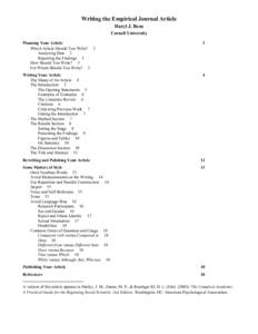 Writing the Empirical Journal Article Daryl J. Bem Cornell University Planning Your Article. Which Article Should You Write? 2 Analyzing Data 2