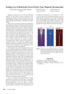 Scaling Law of Relativistic Sweet-Parker Type Magnetic Reconnection TAKAHASHI, Hiroyuki, KUDOH, Takahiro (NAOJ)