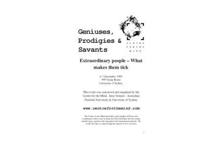 Geniuses, Prodigies & Savants