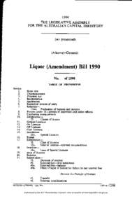 1990 THE LEGISLATIVE ASSEMBLY FOR THE AUSTRALIAN CAPITAL TERRITORY (As presented)