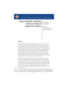 Labor Standards and Trade: A Review of Recent Empirical Evidence Web Version: August 2012