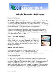          “Bath Salts” Frequently Asked Questions