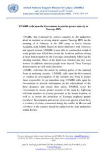 United Nations Support Mission for Libya (UNSMIL)  ‫بعــثـــة األمـــم المـتــحـــدة للدعم في ليبيا‬ Public Information and Communication Section (PICS)  ‫قسم اإلعا