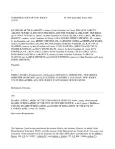 SUPREME COURT OF NEW JERSEY 42,170 M-1059 September Term[removed]RAYMOND ARTHUR ABBOTT, a minor, by his Guardian Ad Litem, FRANCES ABBOTT;